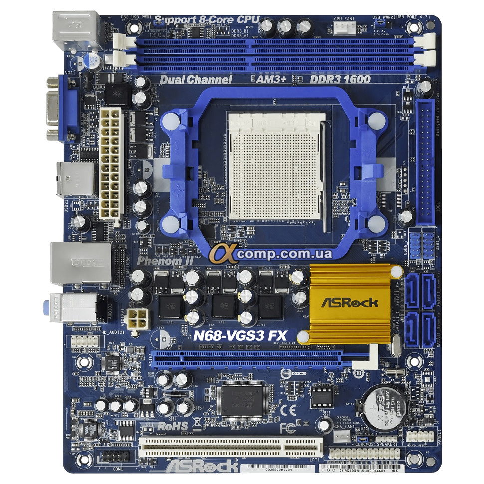 Материнська плата Asrock N68-VGS3 FX (AM3 • GeForce 7025 • 2×DDR3) БВ