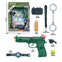Набір з дитячою іграшковою зброєю JS041 пістолет, наручники, годиник, в коробці, 32-23-4 см.