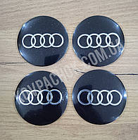 Наклейки для колпачков на диски Audi черные 56мм.