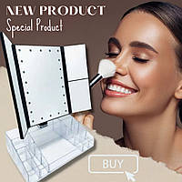 Дзеркало з LED-підсвіткою потрійне з органайзером