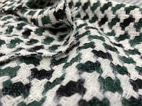 Ткань пальтовая твид гусяча лапка зелена