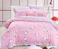 Комплект постельного белья в кроватку с щенками «Собачки на розовом» Сатин 150*100 см