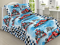 Комплект постельного белья в кроватку с гонками болидами «Формула 1» Поплин 150*100 см