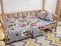 Комплект постельного белья в кроватку Lady bug (Леди баг) на сером Ранфорс 150*100 см