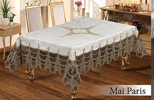 Велюрова скатертина 160x220 на прямокутний стіл однотонна красива, сервірувальні скатертини Кава з молоком