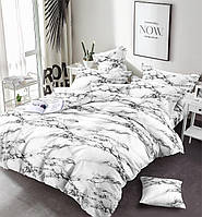 Комплект постельного белья полуторный Белый мрамор Ранфорс 150*220 см Белый цвет