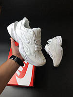 Мужские кроссовки Nike M2K Tekno белые кожаные осень весна спортивные найк м2к текно повседневные
