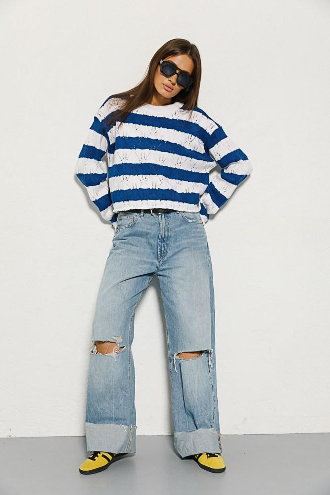 Жіноча в'язана укорочена кофта в сітку, фото 1