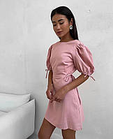 Женское приталенное платье 42-44,46-48 пудра, ткань лакоста, изящное, качественное и приятное