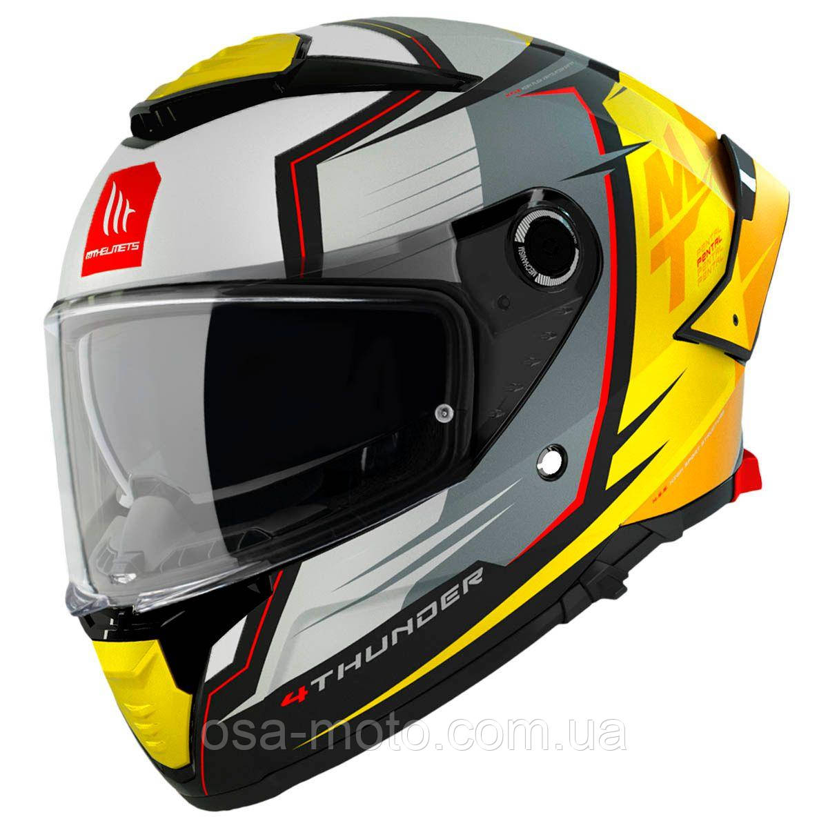Мотошолом MT THUNDER 4 SV Pental B3 Matt Yellow