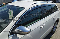 Дефлектори вікон із хром молдингом (вітровики) Volkswagen Passat B6 (універсал) 2005-2010 (Fly)