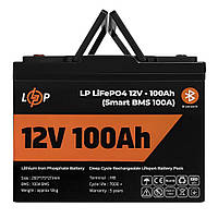Logicpower LP LiFePO4 12 V (12,8 V) — 100 Ah (1280Wh) (Smart BMS 100А) з BT пластик для ДБЖ