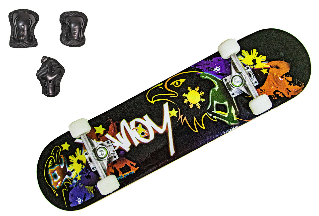 Скейтборд "Hawk" із захистом у комплекті. Навантаження до 85 кг, фото 1