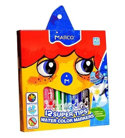 Фломастери МАРКО 12 кольорів Super Washable 1630-12СВ, фото 1