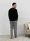 Домашня піжама для чоловіків  COSY із фланелі (штани+лонгслив) КЛІТИНКА СІРА, фото 2