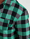 Піжама чоловіча домашній костюм з фланелі (штани+сорочка) COSY клітина ЗЕЛЕНО-ЧОРНА, фото 4