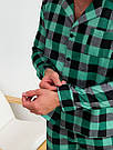 Піжама чоловіча домашній костюм з фланелі (штани+сорочка) COSY клітина ЗЕЛЕНО-ЧОРНА, фото 5