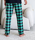 Домашня піжама для чоловіків COSY із фланелі (штани+лонгслів) КЛІТИНКА ЗЕЛЕНО-ЧОРНА, фото 4