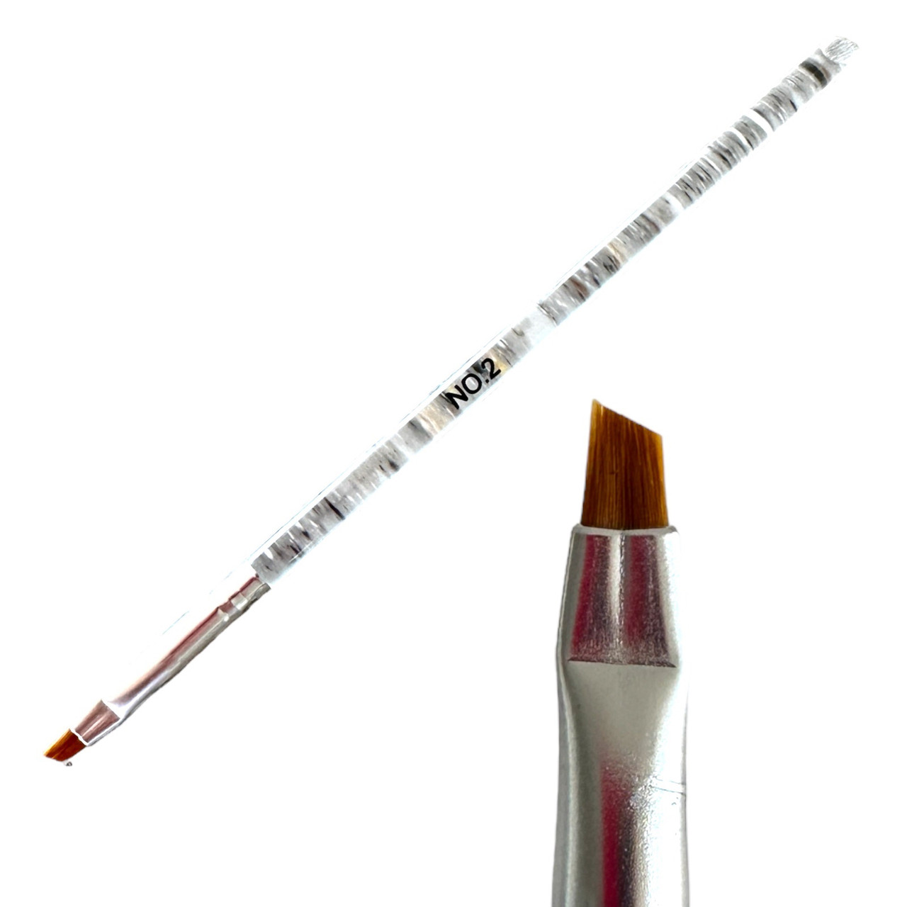 Скошена кисть для нанесення хни, фарби, косметики, з прозорою ручкою №2