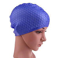 Силиконовая шапочка для плавания на длинные волосы синий 2306-03835