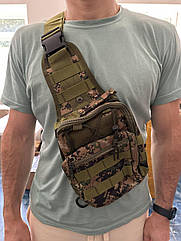 Тактична, штурмова сумка через плече на 6 літрів, рюкзак, барсетка, колір піксель
