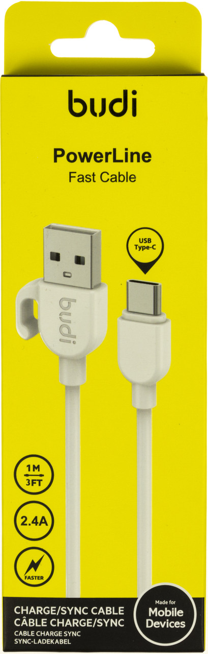 Кабель USB > Type-C Budi 2.4A 1м white №DC227T10W/Breidon/