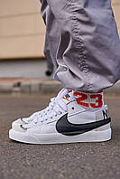 Жіночі стильні якісні демісезонні кросівки білі Nike Blazer Low 77 Jumbo Black White, шкіра