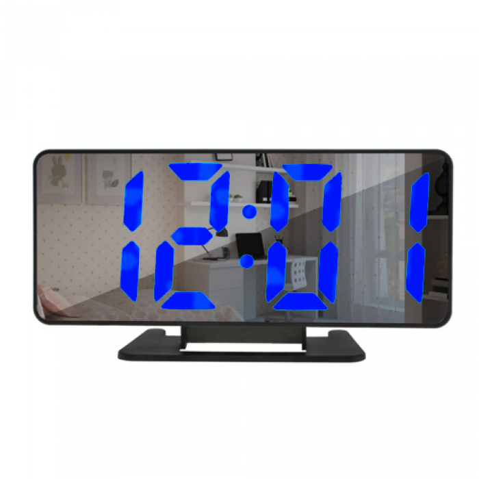 Зеркальные LED часы с будильником и термометром VST-888 Чёрные Синяя подсветка - фото 1 - id-p1912694310