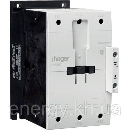 Контактор корпусний 3P, 230В-АС, 80А AC-3, Hager EV080C, фото 1