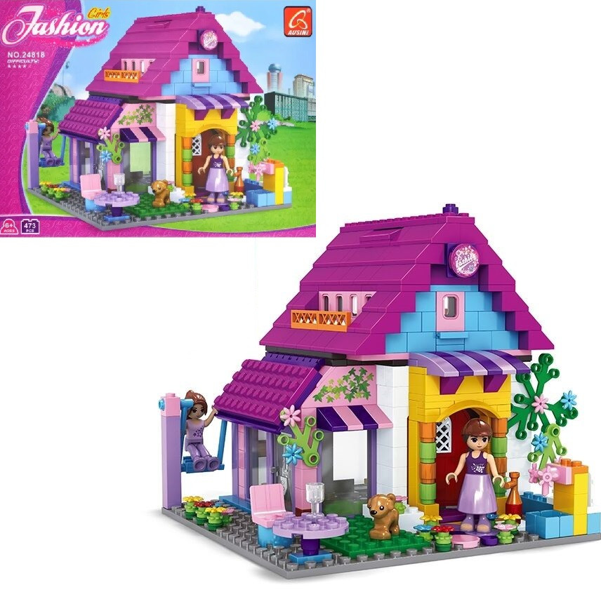 Конструктор для дівчинки Заміський будиночок AUSINI 24818 (473 деталі) конструктор рожевий будинок з фігурками