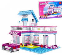 Конструктор для дівчинки Будинок AUSINI Fairyland 24802 (517 деталей) Конструктор рожевий будиночок фігурки машинка