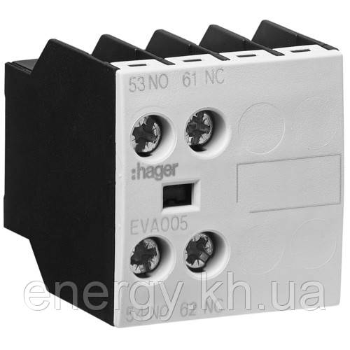 Додатковий контакт 1НВ+1НЗ для контакторів EV007…EV038, EVN022…EVN045, EVL014…EVL027, EVR004, Hager EVA005