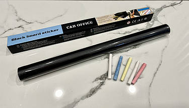 Наклейка дитяча на стіну для малювання крейдою, розмір 200*45 см в наборі з кольоровими крейдами, Плівка-наклейка крейдяна, фото 5