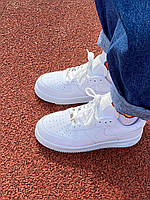 Мужские стильные качественные кроссовки Nike Air Force 1 Classic White Premium , кожа