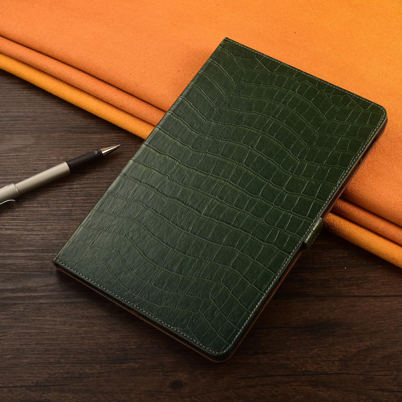 Чохол для будь-якої моделі планшета з натуральної шкіри протиударний вологостійкий книжка з підставкою "ALPINEX" Зелений