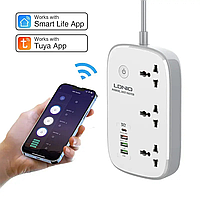 Удлинитель с быстрой зарядкой Wi-Fi LDNIO SCW3451 Smart Power Strip 2.4Ghz 3xUSB 1xType-C PD QC3.0