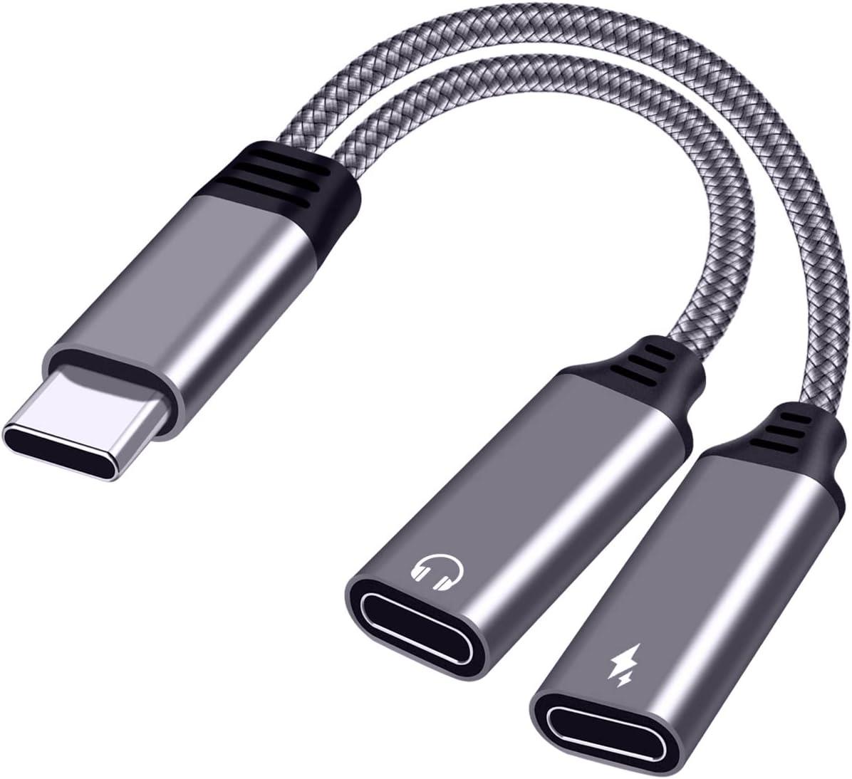 USB C спліттер, аудіоадаптер 2in1 типу C, подвійні навушники USB C та зарядний пристрій Підтримка швидкої зарядки PD 27W Музика ви, фото 1