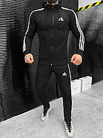 Мужской спортивный костюм Adidas черный , однотонный демисезонный спортивный костюм адидас с лампасами