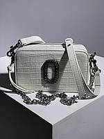Белая женская сумка Marc Jacobs Snapshot, стильная женская сумка через плечо, кожаная женская сумочка