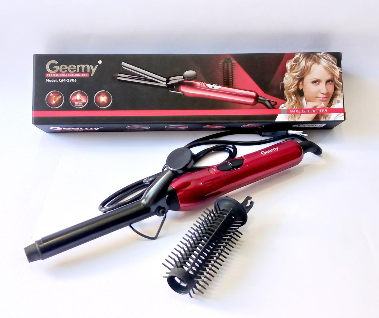 Плойка щипці з насадкою щітки Geemy GM-2906 червона