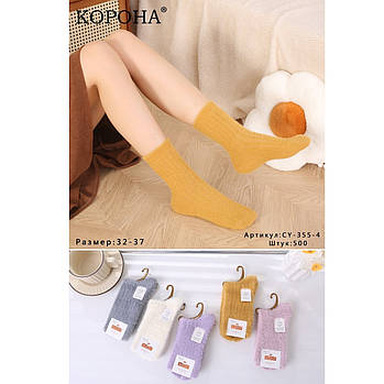 Шкарпетки дитячі махрові норка з вовною Корона, розмір 32-37, асорті, 355-4