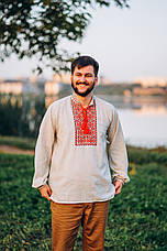 Вишиванка чоловіча "Коловорот" з льону-меланж, фото 5