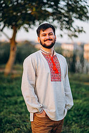 Вишиванка чоловіча "Коловорот" з льону-меланж