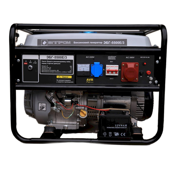 Бензиновий генератор Елпром ЕБГ-5500Е/3 (5500 ватів, електростарт, тривазний), фото 1