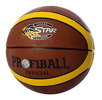 М'яч баскетбольний Profiball Official No7, гума, різн. кольори коричневий із чорним і жовтим