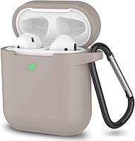 Чохол з Soft-Touch і мікрофіброю для Airpods / Airpods 2 + карабін - Beige