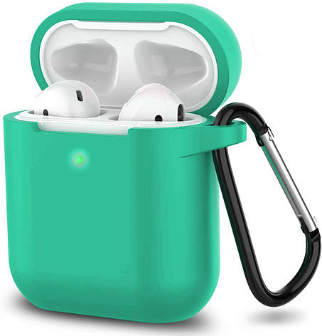 Чохол з Soft-Touch і мікрофіброю для Airpods / Airpods 2 + карабін - Spearmint, фото 1