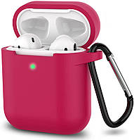 Чохол з Soft-Touch і мікрофіброю для Airpods / Airpods 2 + карабін - Rose Red
