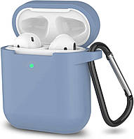 Чохол з Soft-Touch і мікрофіброю для Airpods / Airpods 2 + карабін - Lavender Grey