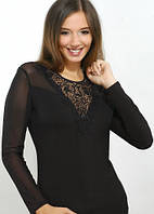 Angela блузка черная вискозная с кружевом тмViolana, Польша